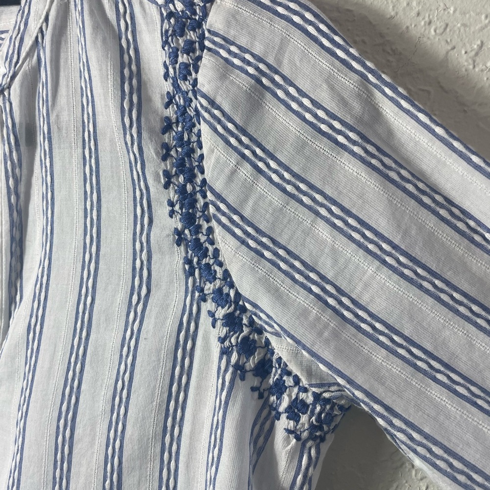 Zara Basic Collection Striped Embroidered Shoulde… - image 2